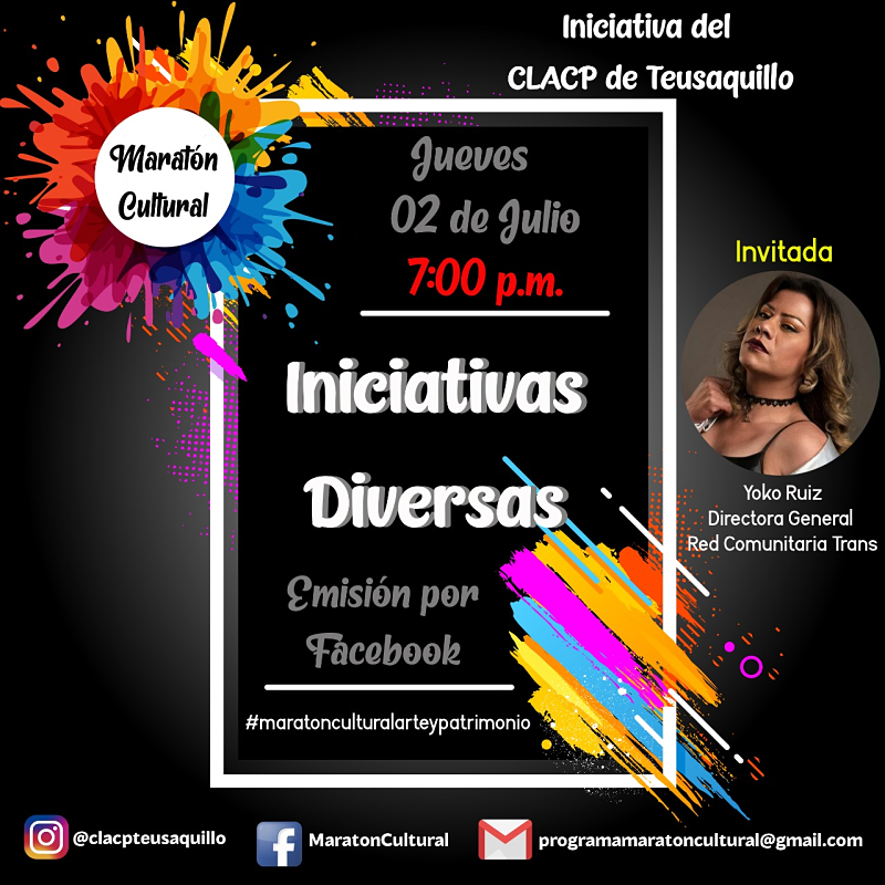 Maratón cultural "Iniciativas diversas" Invitación a emisión del programa "Maratón Cultural" del CLACP Teusaquillo