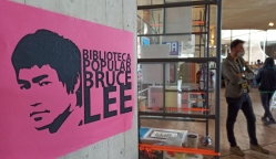 Convocatorias para artistas - Afiche que dice Biblioteca popular Bruce Lee